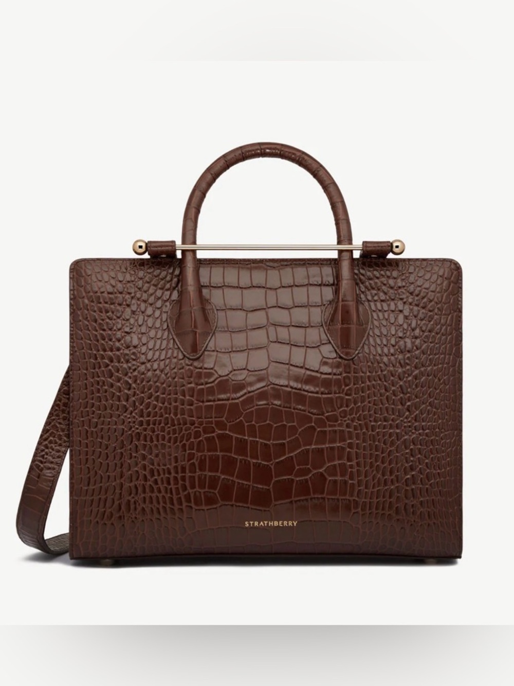 Strathberry Midi Croc Embossed Leather Tote